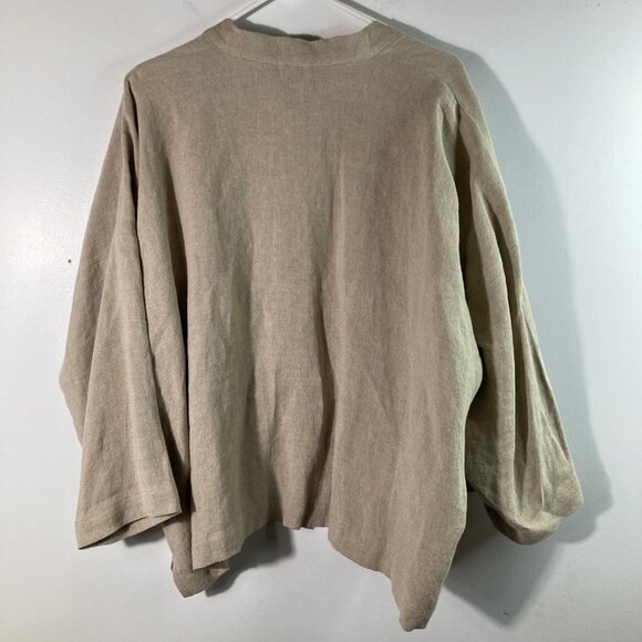 Womens Eskandar Open Linen Jacket Heavy Weight Lagenlook Tan Esk 0 US 6/8 - Picture 2 of 11
